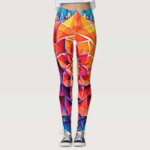 Abstract Floral Prism Energy Print Art Leggings
