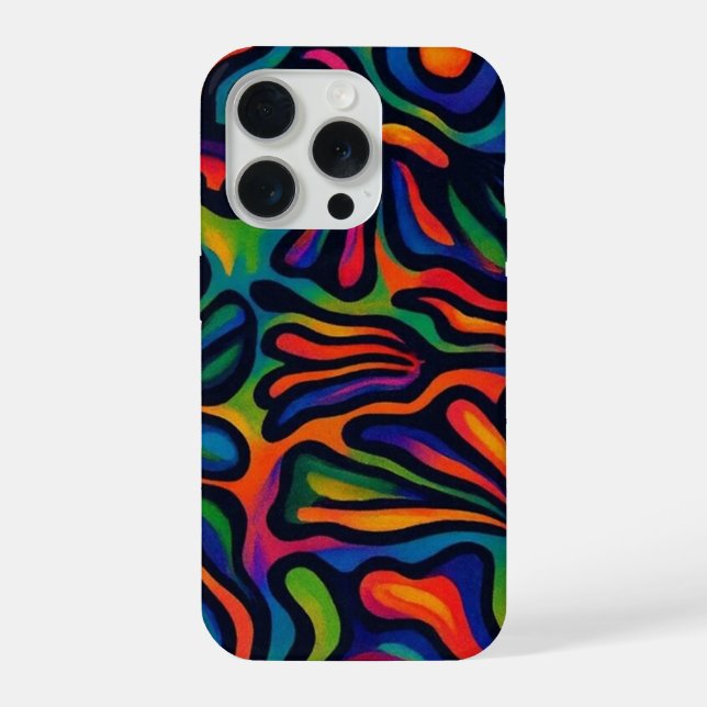 Abstract Floral Psychedelic - Groovy 70s Retro  iPhone Case (Back)
