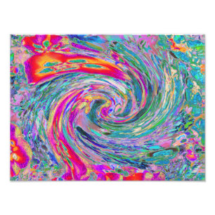 Abstract Floral Psychedelic Rainbow Waves of Colou Photo Print