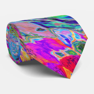 Abstract Floral Psychedelic Rainbow Waves of Colou Tie