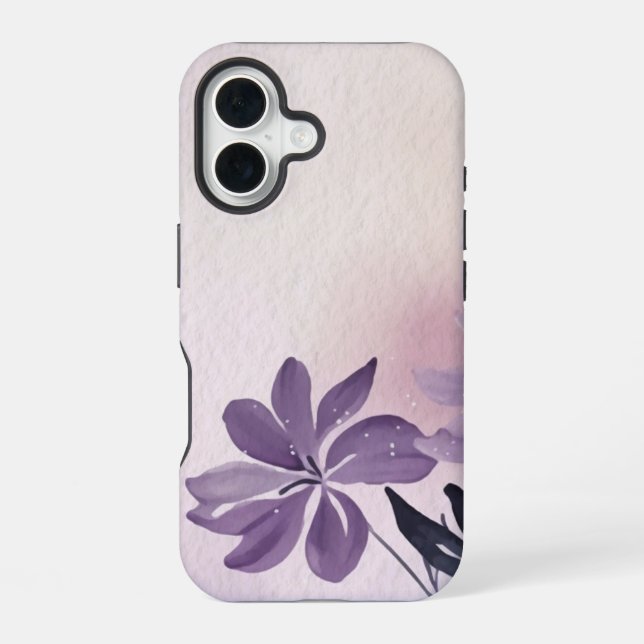 Abstract Floral Purple Creeping Phlox iPhone 16 Case (Back)