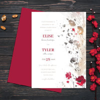 Abstract Floral Red Earth Tone Wedding