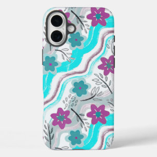 Abstract Floral Retro Swirls iPhone 16 Plus Case
