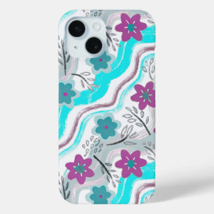 Abstract Floral Retro Swirls iPhone 15 Case