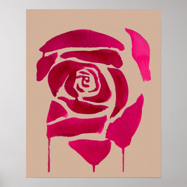 Abstract floral Rose Original art Poster (Front)