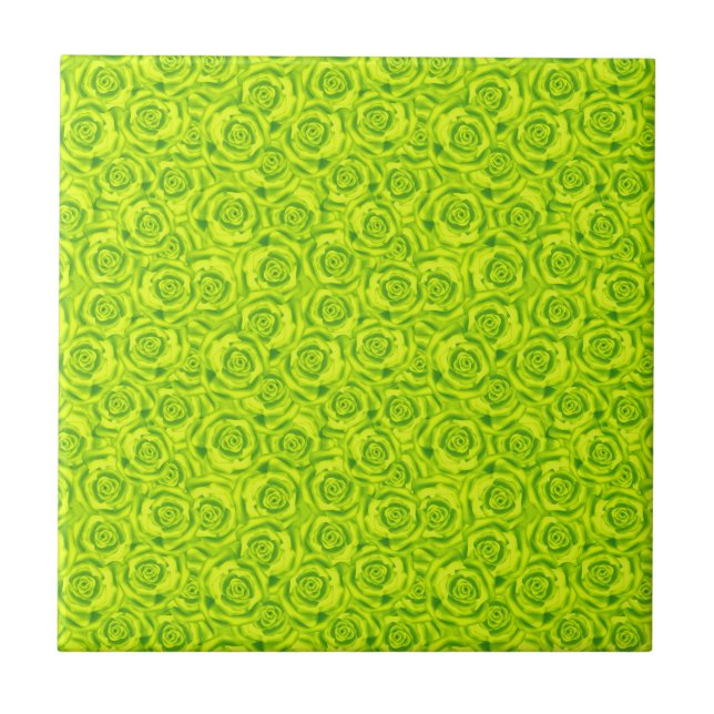 Abstract floral roses pattern ceramic tile (Front)