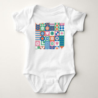 Abstract Floral: Scandinavian Folk Design. Baby Bodysuit