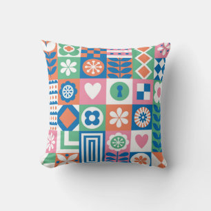 Abstract Floral: Scandinavian Folk Design. Cushion