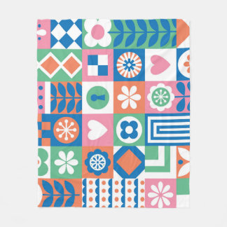 Abstract Floral: Scandinavian Folk Design. Fleece Blanket
