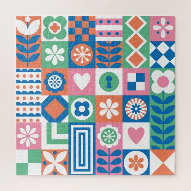 Abstract Floral: Scandinavian Folk Design. Jigsaw Puzzle (Vertical)
