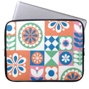 Abstract Floral, Scandinavian Folk Design. Laptop Sleeve