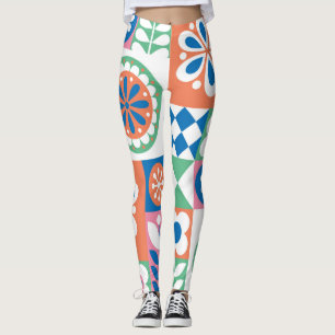 Abstract Floral, Scandinavian Folk Design. Leggings