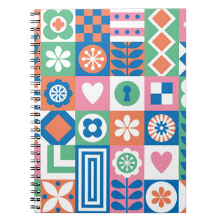 Abstract Floral: Scandinavian Folk Design. Notebook