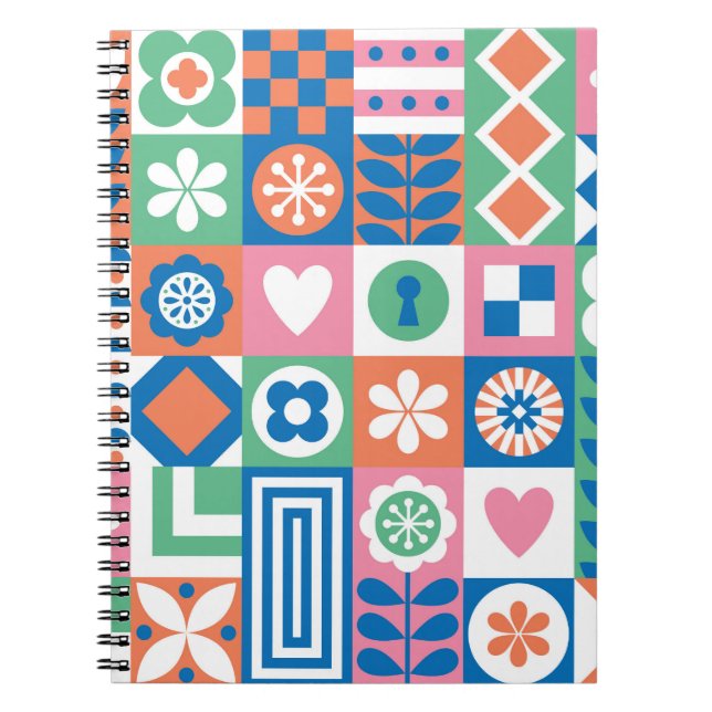 Abstract Floral: Scandinavian Folk Design. Notebook (Front)