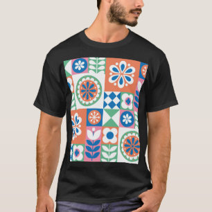 Abstract Floral, Scandinavian Folk Design. T-Shirt