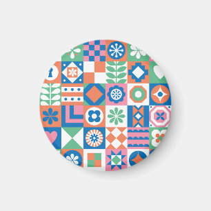 Abstract Floral Scandinavian Folk Pattern Magnet