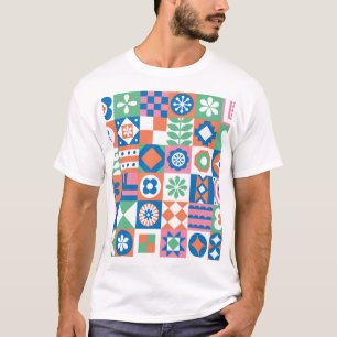 Abstract Floral Scandinavian Folk Pattern T-Shirt