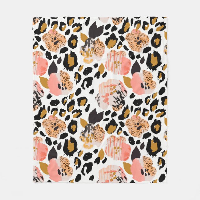 Abstract floral seamless pattern: flowers with zeb fleece blanket (Front)