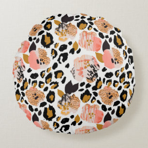 Abstract floral seamless pattern: flowers with zeb round cushion