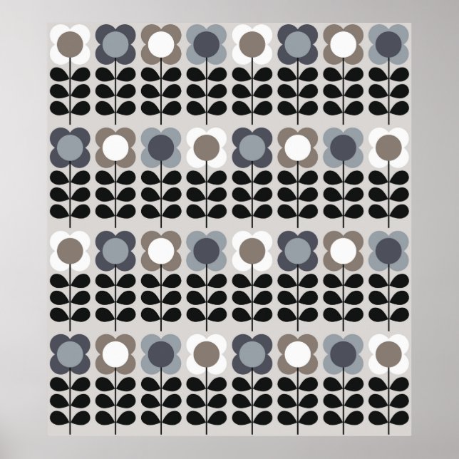 Abstract floral seamless pattern. Nordic style. Vi Poster (Front)