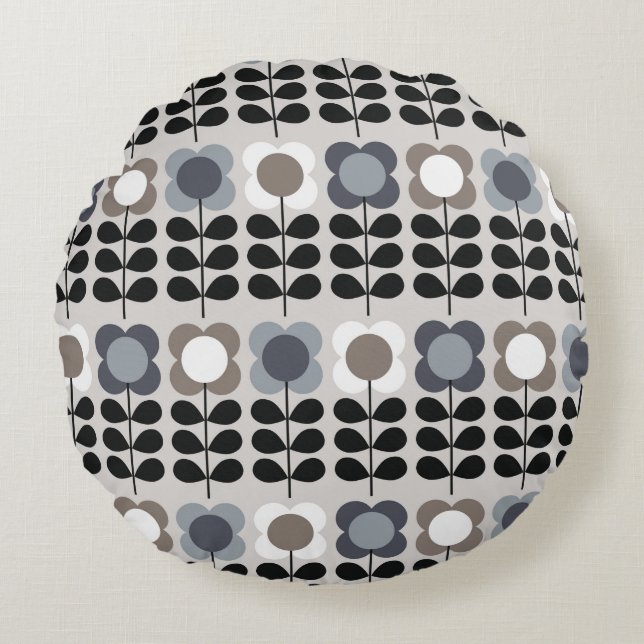 Abstract floral seamless pattern. Nordic style. Vi Round Cushion (Front)
