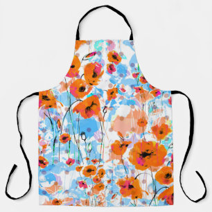 Abstract floral seamless pattern painted by brush apron