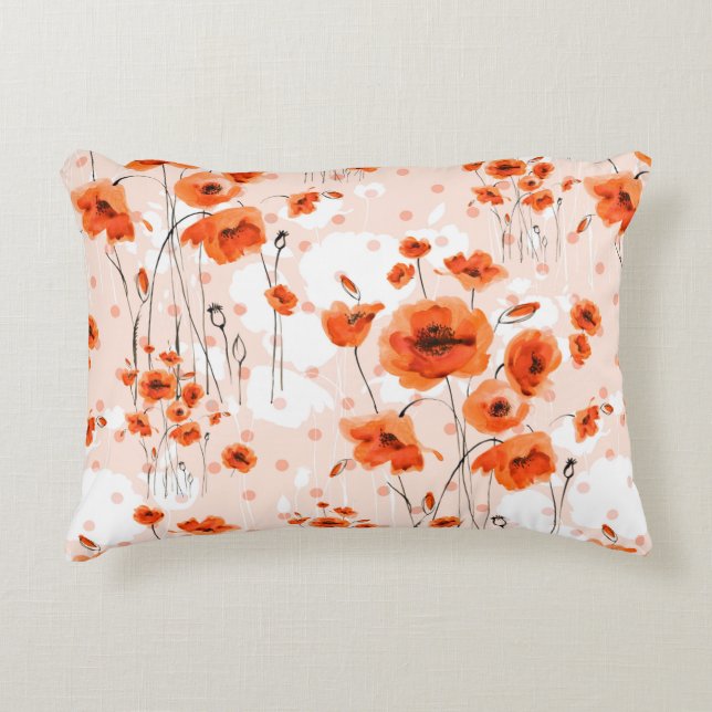 Abstract floral seamless pattern painted by brush  decorative cushion (Front)