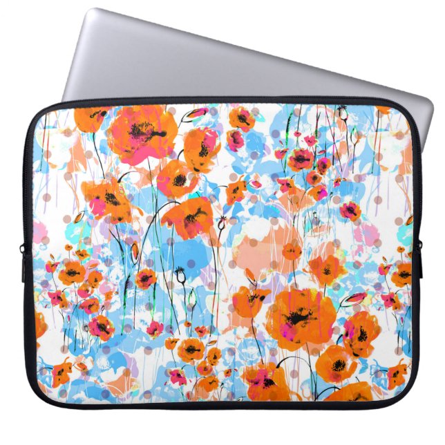Abstract floral seamless pattern painted by brush  laptop sleeve (Front)
