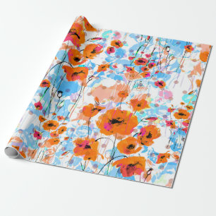 Abstract floral seamless pattern painted by brush  wrapping paper