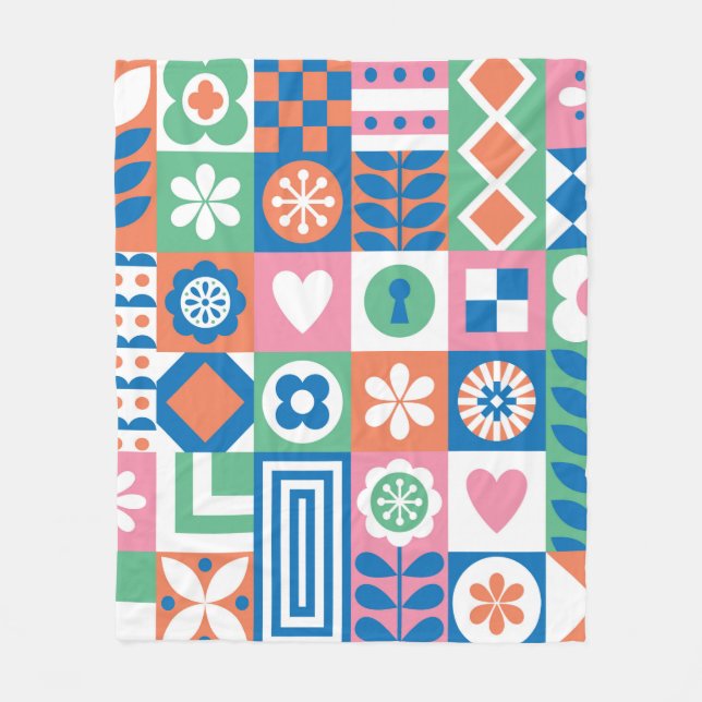 Abstract floral seamless pattern. Scandinavian and Fleece Blanket (Front)