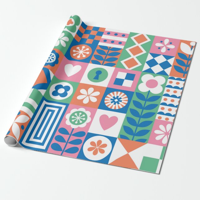 Abstract floral seamless pattern. Scandinavian and Wrapping Paper (Unrolled)
