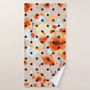 Abstract floral seamless pattern with field poppie bath towel