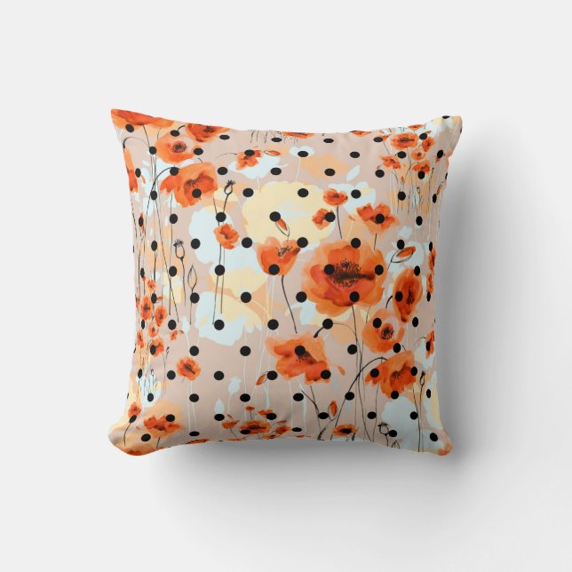 Abstract floral seamless pattern with field poppie cushion (Front)