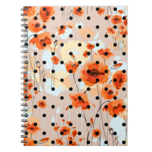 Abstract floral seamless pattern with field poppie notebook