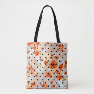 Abstract floral seamless pattern with field poppie tote bag