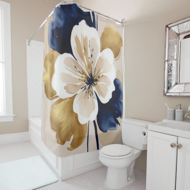 Abstract Floral Shower Curtain (In Situ)