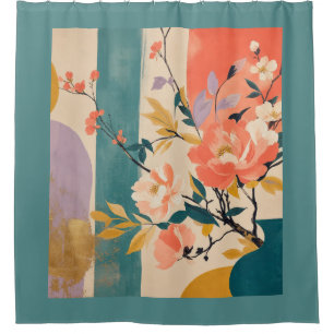 "Abstract Floral" Shower Curtain