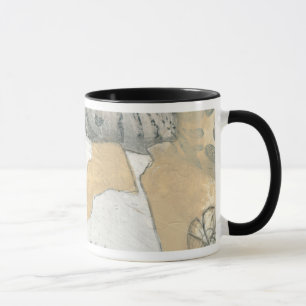 Abstract Floral Sketch with Tan Background Mug