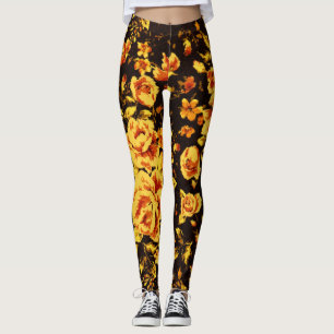 Abstract floral sparkle glass texture leggings