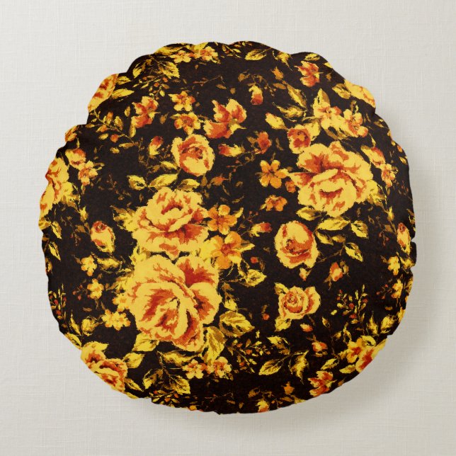 Abstract floral sparkle glass texture  round cushion (Front)
