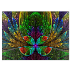 Abstract Floral Stained Glass Pattern Cutting Board