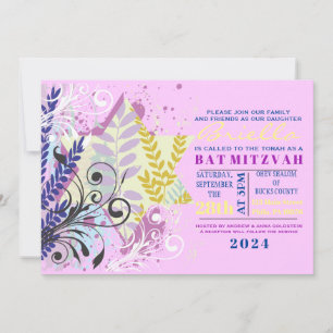 ABSTRACT FLORAL STAR Bat Mitzvah Invitation