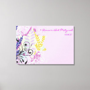 ABSTRACT FLORAL STAR Bat Mitzvah Sign-In Board Canvas Print