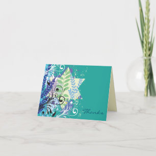 ABSTRACT FLORAL STAR Bat Mitzvah Thank You Card