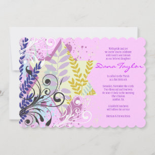 ABSTRACT FLORAL STAR of David Bat Mitzvah Invite