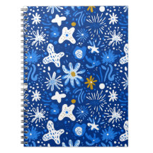 Abstract Floral Star Pattern Spiral-Bound Notebook