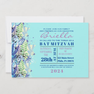 ABSTRACT FLORAL STAR Turquoise Invitation