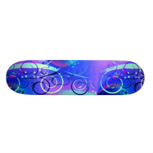 Abstract Floral Swirl Blue Purple Girly Gifts Skateboard