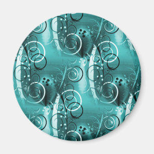 Abstract Floral Swirl Vines Aqua Blue Girly Gifts Magnet