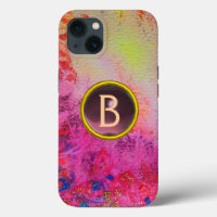 ABSTRACT FLORAL SWIRLS PURPLE GEMSTONE MONOGRAM